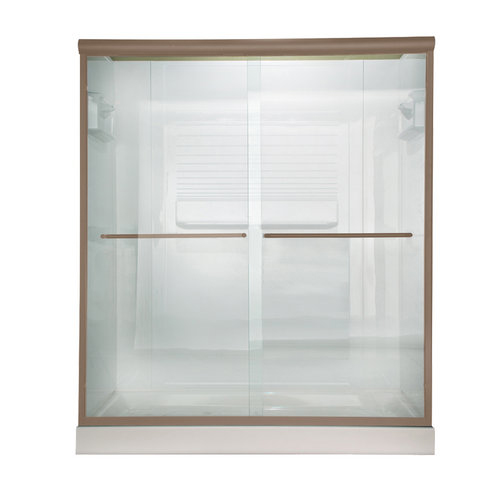 American Standard AM00394.400 Euro Frameless Clear Glass By-Pass Shower Doors - Brushed Nickel